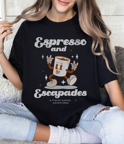 Espresso & Escapades Distressed Retro T-shirt