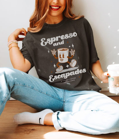 Espresso & Escapades Distressed Retro T-shirt
